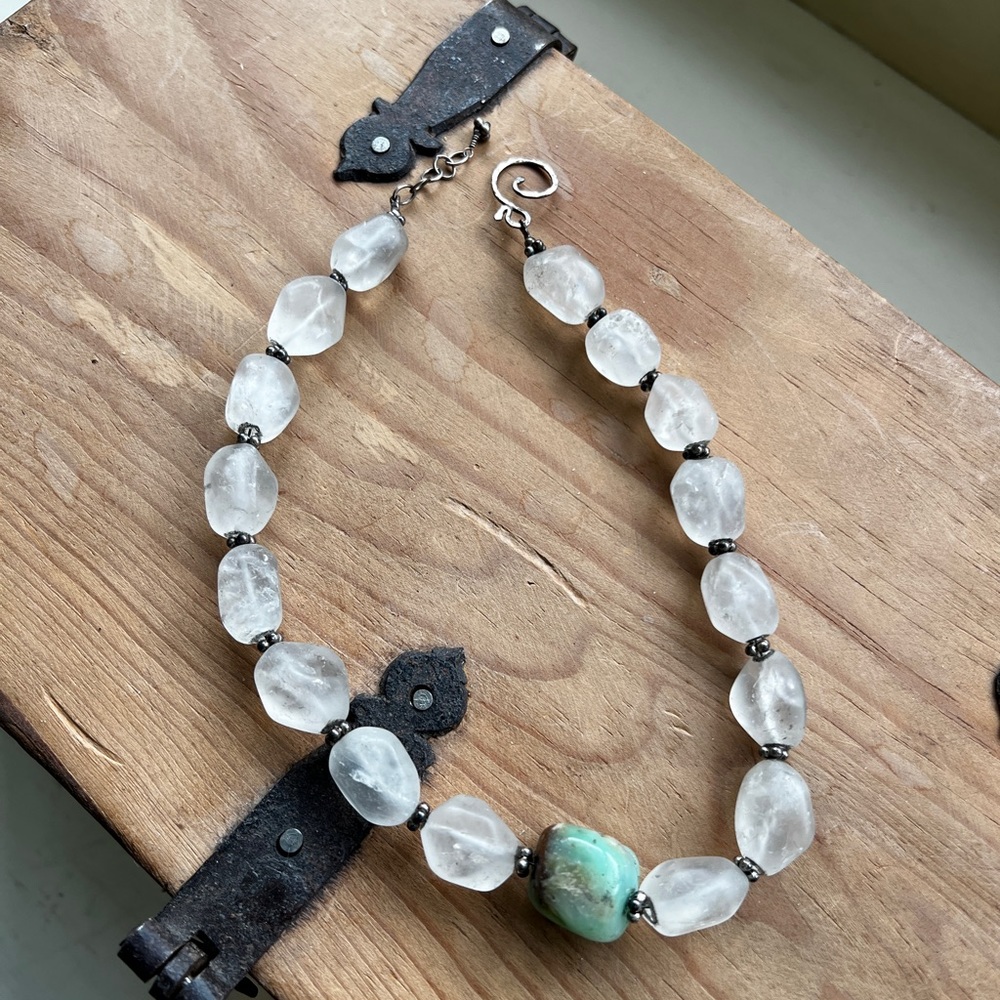 COPY - Turquoise, glass and silver necklace